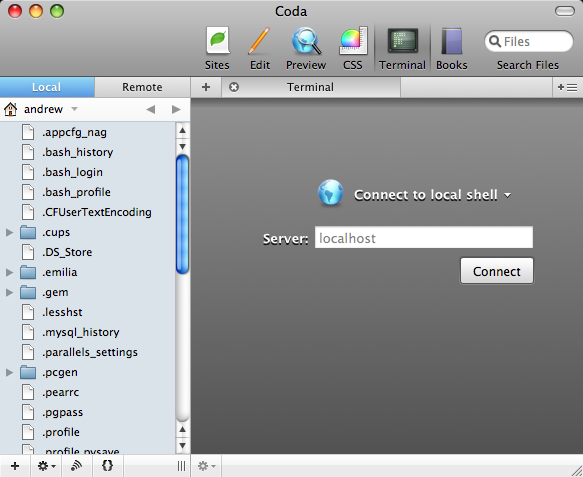 Coda Local Terminal Session